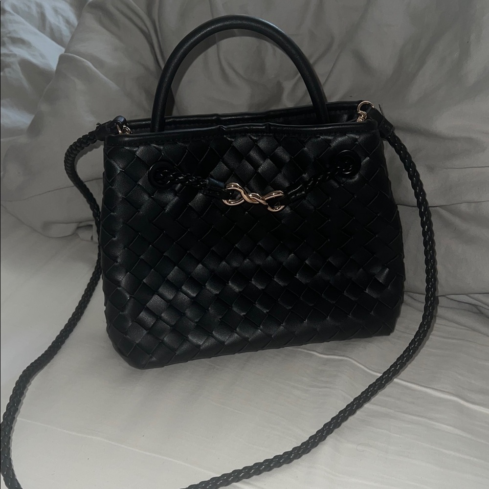 a new day Black Woven Crossbody Bag